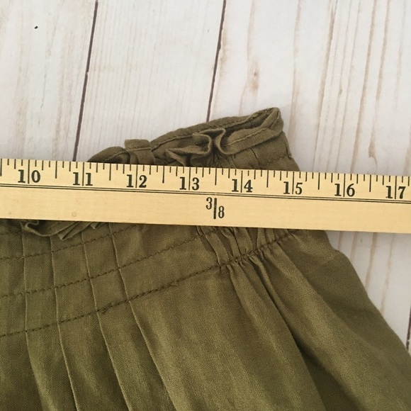 J. Crew Pleated Skirt Gathered Waist Olive Green Sz 6 Cotton Lined Short - Picture 6 of 9